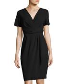 Short-sleeve Crossover Dress, Black