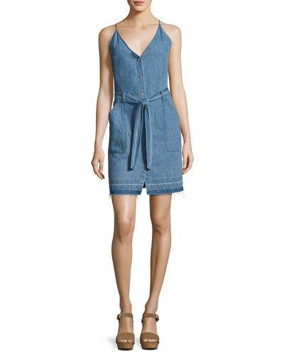 Carmela Chambray Button-front Dress,