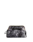 Valentino Bow Rose-print Mini Clutch Bag, Black, Women's