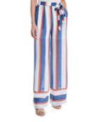 Multi-striped Wide-leg Chiffon Pants