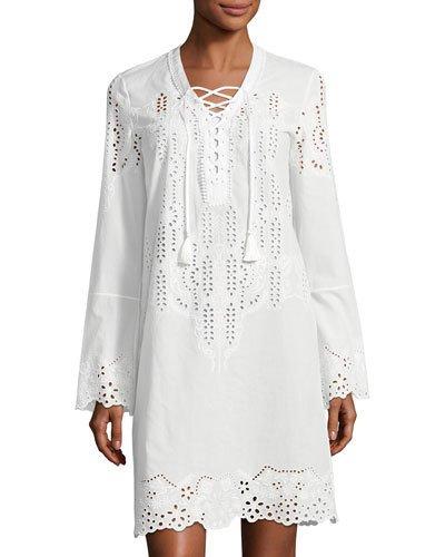 Embroidered Poplin Dress