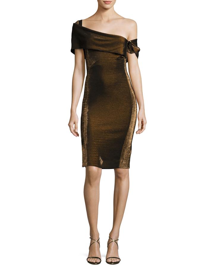 Emily Off-the-shoulder Metallic Cocktail Dress