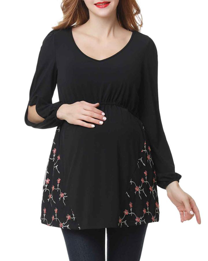 Maternity Kacey Blouse W/ Embroidered