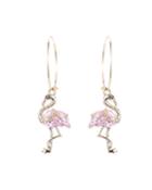 Crystal Dancing Flamingo Hoop-drop Earrings