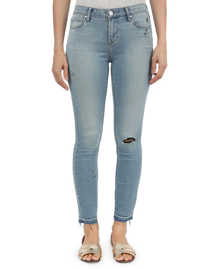 Carly Skinny Crop Distressed Raw-hem Jeans