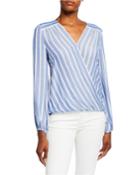 Striped Crossover Long-sleeve Top