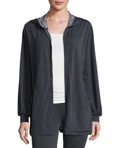 Soft-knit Terry Zip-front Jacket, Charcoal/natural
