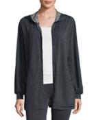 Soft-knit Terry Zip-front Jacket, Charcoal/natural