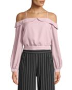 Cold-shoulder Long-sleeve Crop Blouse