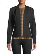 V-neck Zip-front Ponte Knit Jacket