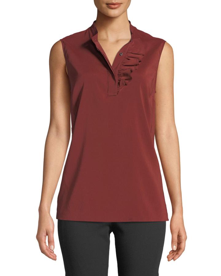 Stretch Silk Ruffle Tank