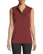 Stretch Silk Ruffle Tank