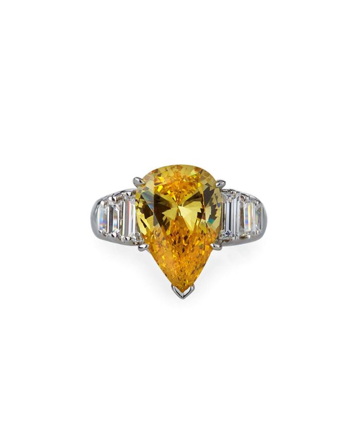 Pear-cut Center Cubic Zirconia Ring,