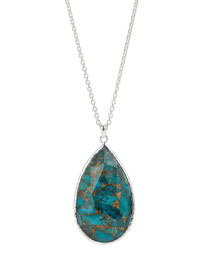 Rock Candy Elongated Pendant Necklace In Bronze Turquoise