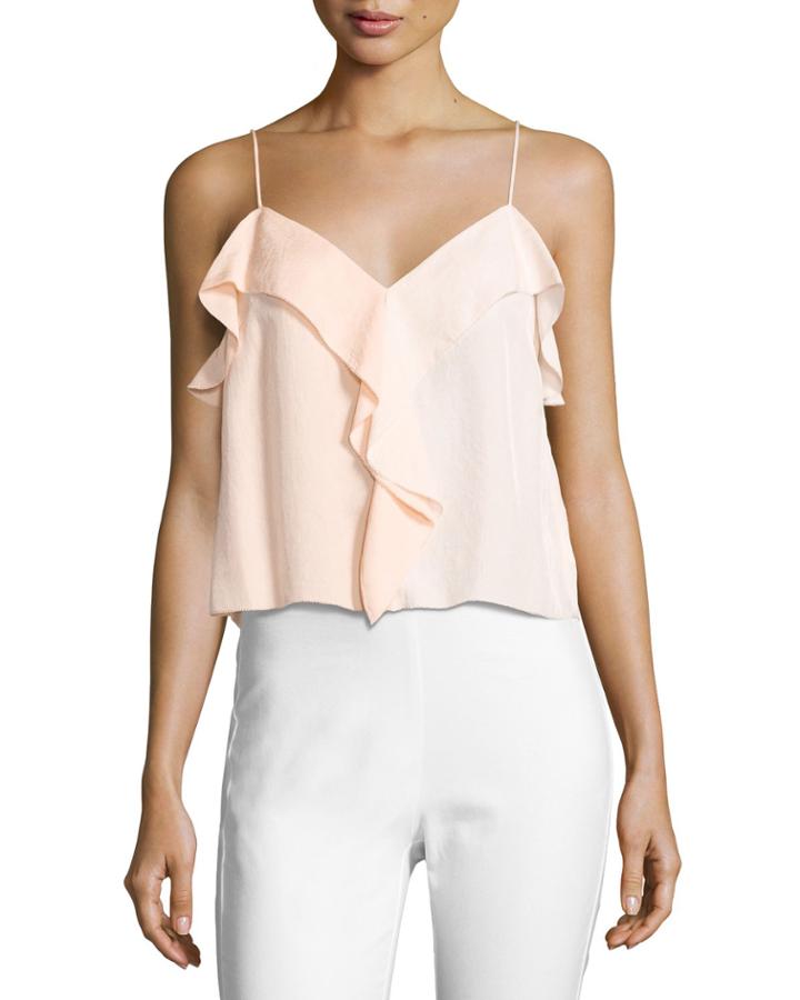 Posta Ruffled Tank Top, Peach Orange