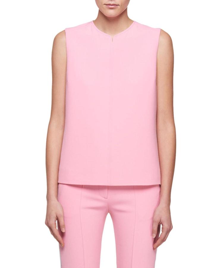 Round-neck Sleeveless Crepe Top