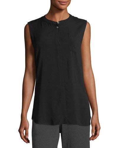 Mandarin-collar Sleeveless