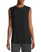 Mandarin-collar Sleeveless