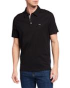 Men's Gingham-trim Logo Polo