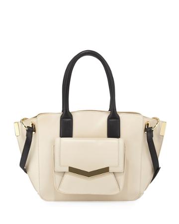 Time's Arrow Mini Jo Two-tone Leather Tote Bag, Bone (ivory)/black, Women's
