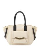 Time's Arrow Mini Jo Two-tone Leather Tote Bag, Bone (ivory)/black, Women's