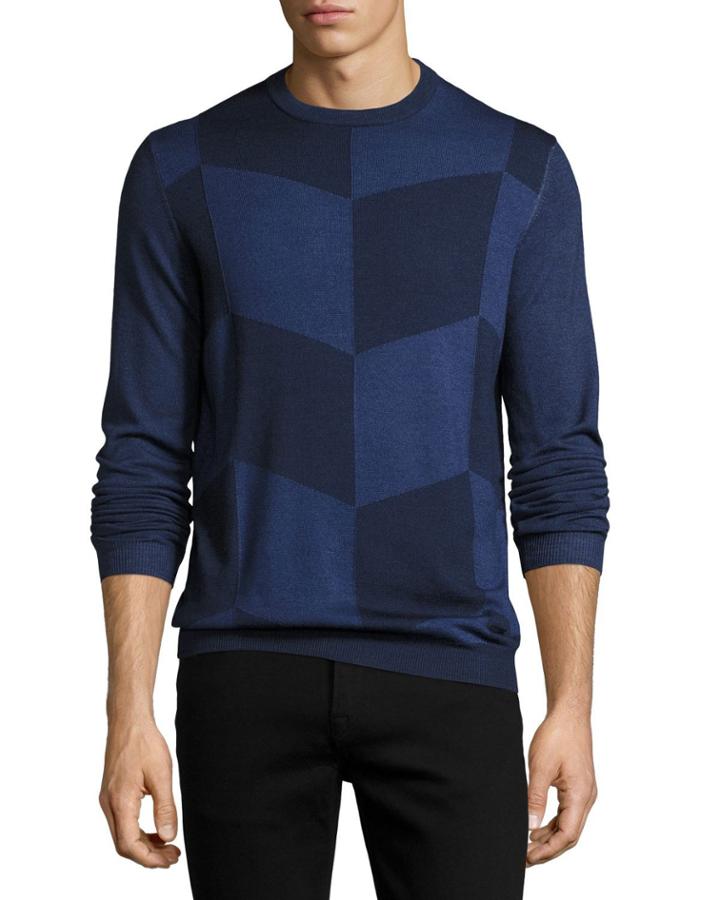 Enlarged-chevron Virgin Wool Crewneck