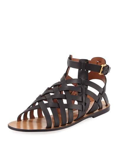 Leather Caged Flat