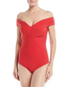 Gege Off-the-shoulder Seamed One-piece