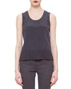 Fringe-trimmed Charmeuse Tank Top