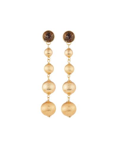 Matte Golden Ball Statement Drop Earrings