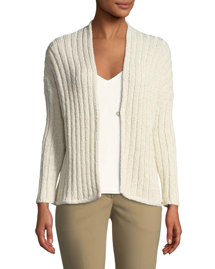 Ribbed Micro-sequin Cardigan