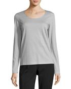 Metallic-trim Scoop-neck Tee,
