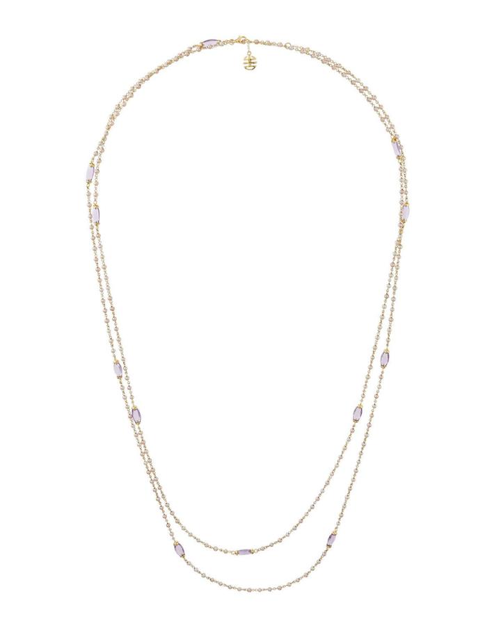 Extra-long 18k Pearl & Amethyst Necklace,