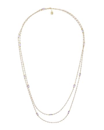 Extra-long 18k Pearl & Amethyst Necklace,