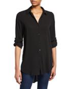 Semisheer Button-front Blouse
