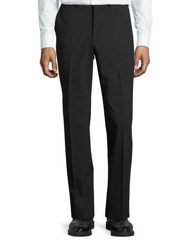 Wool-blend Straight-leg Trousers, Black