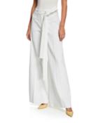 High-waist Wide Leg Pants W/ Belt