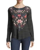 Nindi Camo-print Embroidered Thermal Top