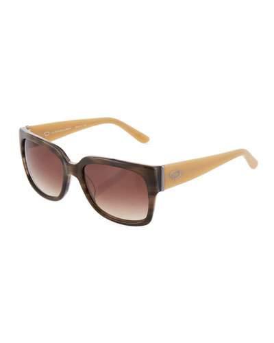 Mod Retro Two-tone Square Plastic Sunglasses, Gray