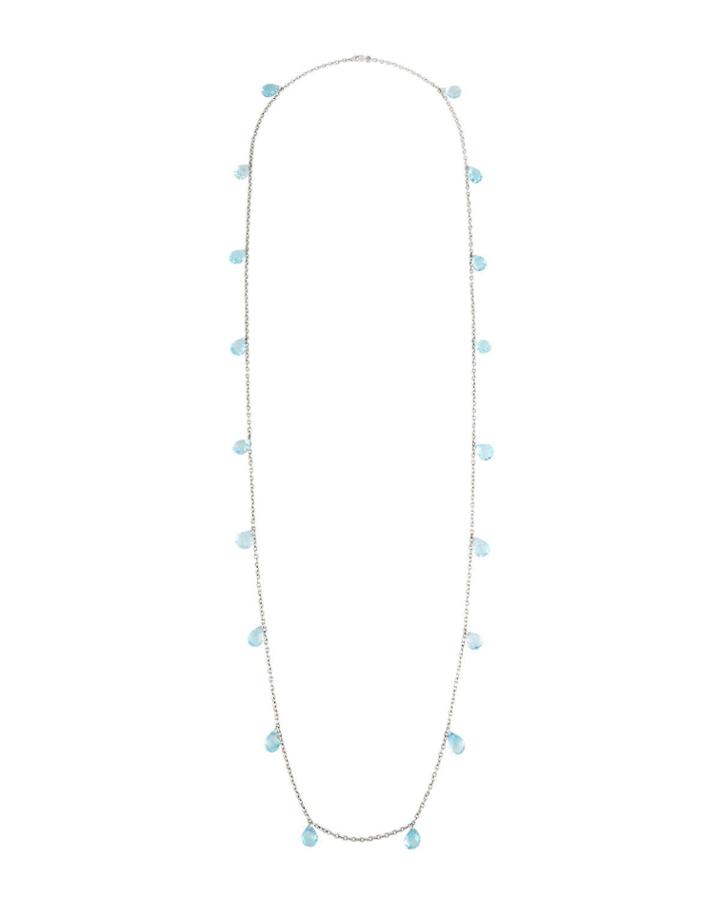 One-of-a-kind Long Briolette Necklace, Blue Topaz