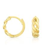 14k Gold Chain Huggie Hoop Earrings