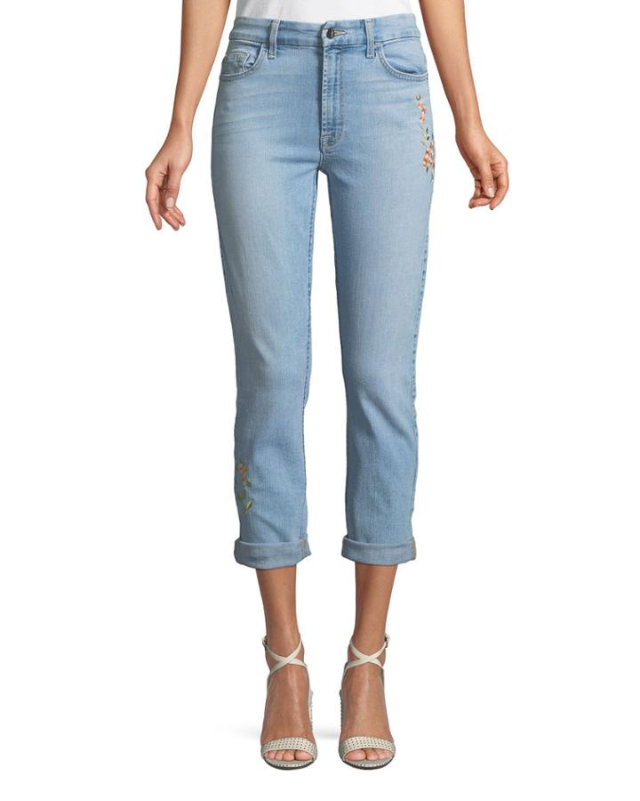 Slim Boyfriend Tropics Embroidery Jeans