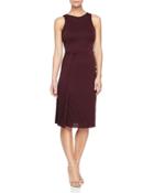 Side-twist Pleated Dress, Aubergine