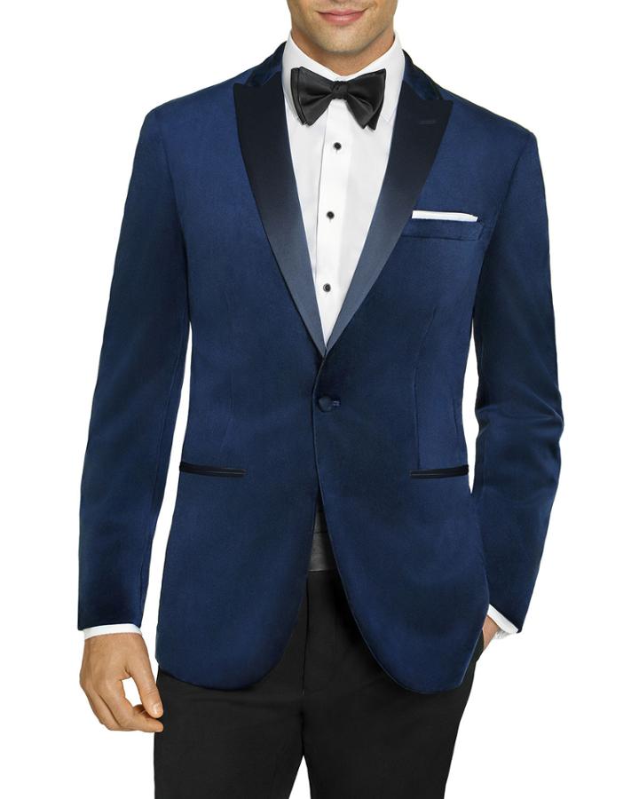 Men's Velvet Slim-fit Satin Lapel Tuxedo Jacket