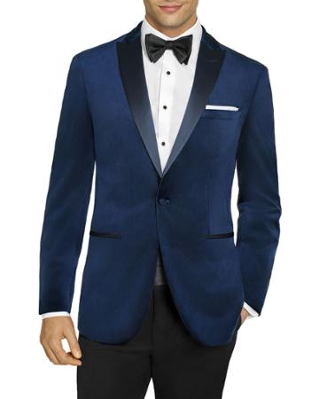 Men's Velvet Slim-fit Satin Lapel Tuxedo Jacket