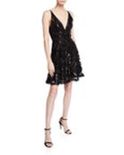 Morgan Sequin Lace V-neck Sleeveless Cocktail Dress