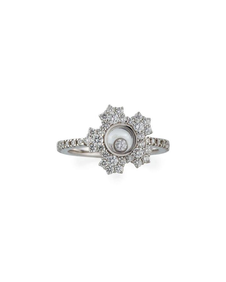Happy Diamonds 18k White Gold Diamond Flower Ring,