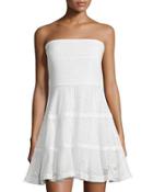 Strapless Eyelet Fit-&-flare Dress, White