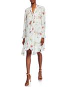 Botanical Floral Tie-neck Handkerchief Dress