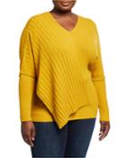 Plus Size Intersecting Rib Dolman-sleeve Top
